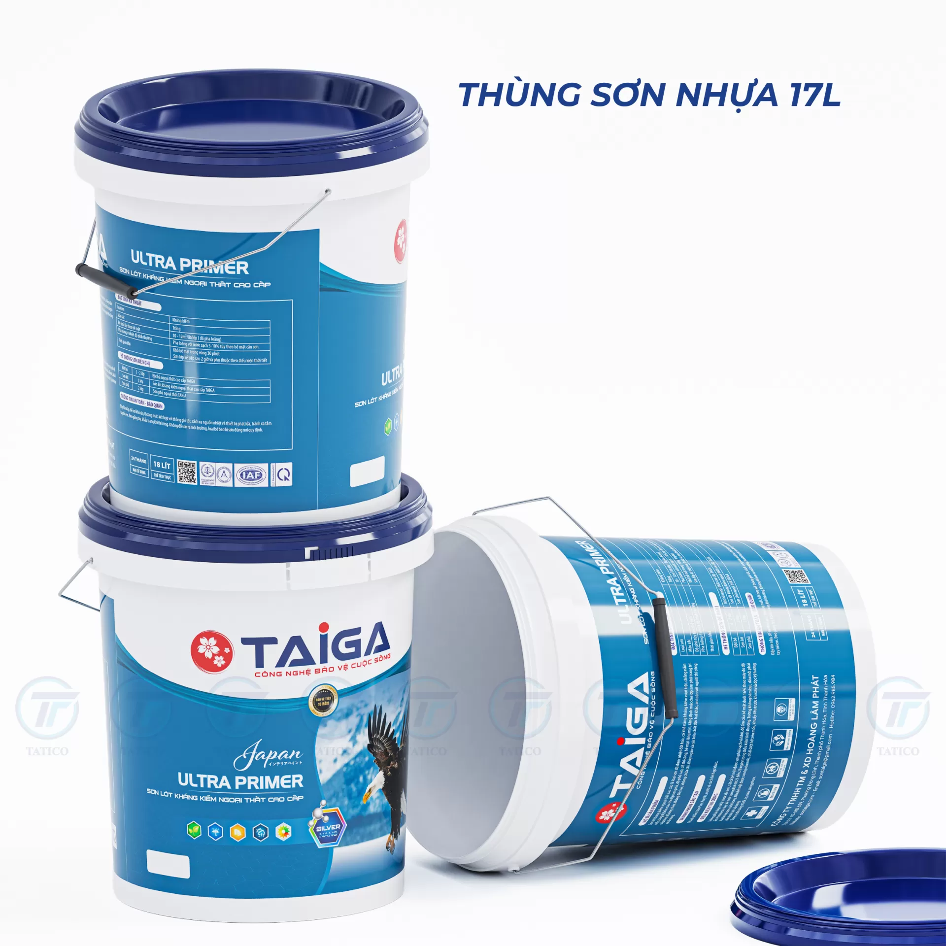 (Có nắp giật) Vỏ thùng sơn nhựa 17L